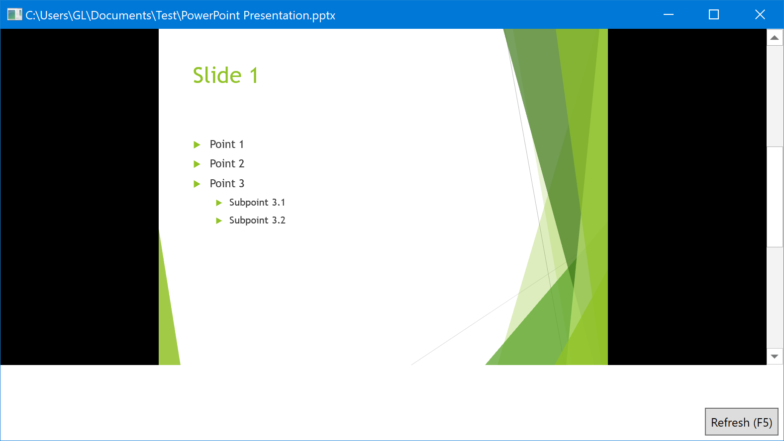 Microsoft PowerPoint previewer